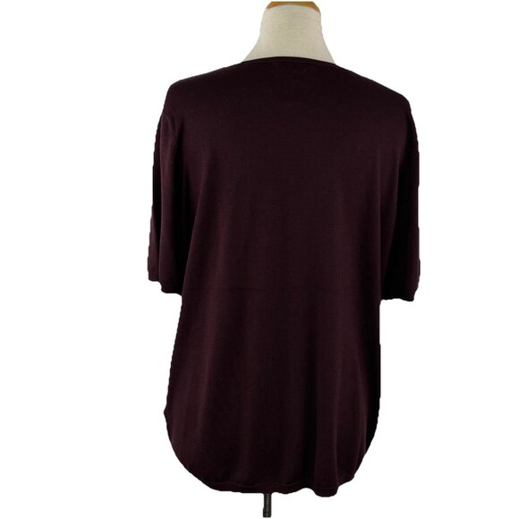 Lauren Ralph Lauren 1X Sweater Set Purple 2 Pc Cardigan Top Classic Career Silk - Picture 11 of 14